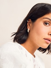 Gold Tone Sparkle Hoop Earrings And Ear Cuff Pack - Image 4 of 5