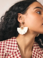 Bone Straw Look Sun Statement Earrings - Image 1 of 5