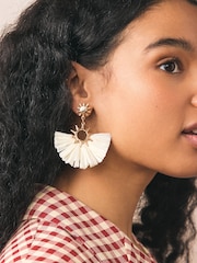 Bone Straw Look Sun Statement Earrings - Image 2 of 5