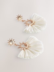 Bone Straw Look Sun Statement Earrings - Image 3 of 5