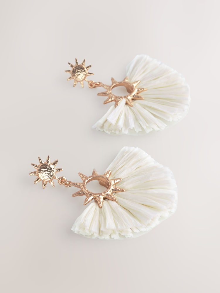 Bone Straw Look Sun Statement Earrings - Image 3 of 5