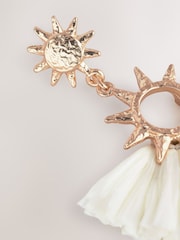Bone Straw Look Sun Statement Earrings - Image 4 of 5
