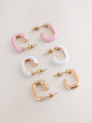 Pink Enamel Hoop Earrings Pack - Image 1 of 5