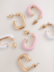 Pink Enamel Hoop Earrings Pack - Image 4 of 5