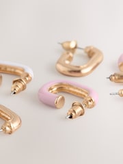 Pink Enamel Hoop Earrings Pack - Image 5 of 5