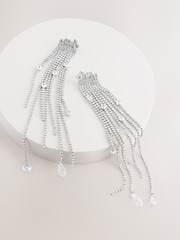 Silver Tone Sparkle Mega Drop Earrings - Image 1 of 3
