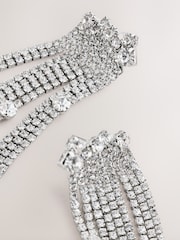 Silver Tone Sparkle Mega Drop Earrings - Image 3 of 3