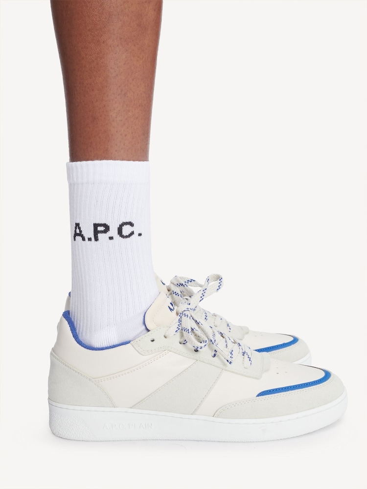A.P.C. White & Blue Leather Essential Trainers - Image 5 of 5