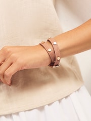Brown PU Wrap Studded Bracelet - Image 2 of 5