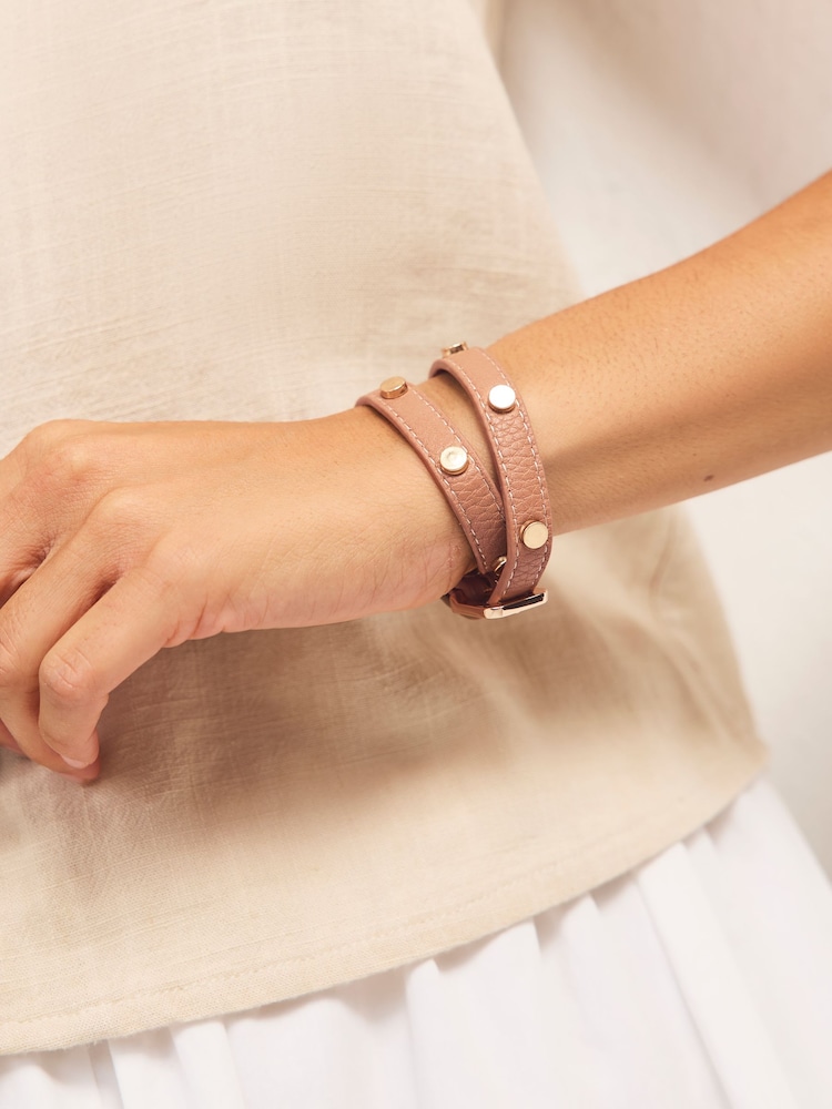 Brown PU Wrap Studded Bracelet - Image 2 of 5