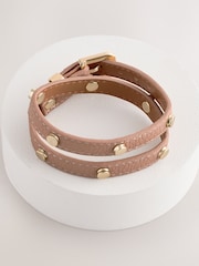 Brown PU Wrap Studded Bracelet - Image 3 of 5