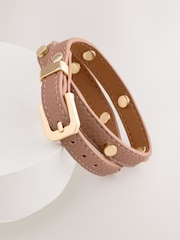 Brown PU Wrap Studded Bracelet - Image 5 of 5