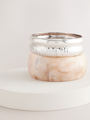 Cream/Silver Tone Resin and Metal Bangles 3 Pack - Image 2 of 3