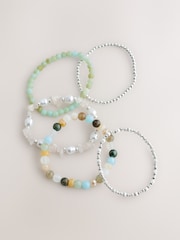 Silver Tone Multi Coloured Stretch Bracelet Pack - Image 1 of 3