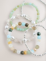 Silver Tone Multi Coloured Stretch Bracelet Pack - Image 3 of 3
