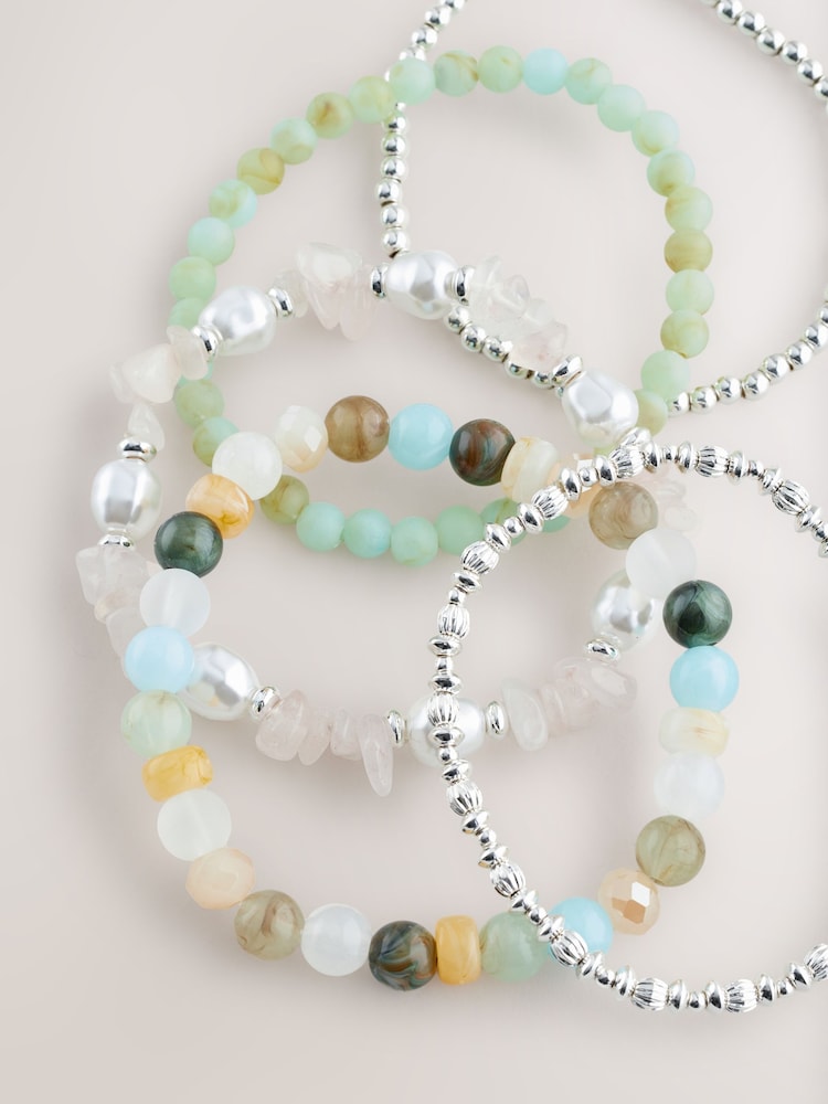 Silver Tone Multi Coloured Stretch Bracelet Pack - Image 3 of 3