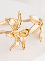 Gold Tone Flower Hinge Cuff Bracelet - Image 5 of 6