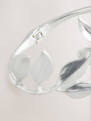 Silver Tone Flower Hinge Cuff Bracelet - Image 3 of 5