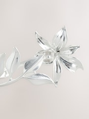 Silver Tone Flower Hinge Cuff Bracelet - Image 4 of 5