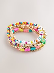 Multi Coloured Happiness Stretch Bracelet Pack - Image 1 of 3