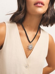 Silver Tone Sun Cord Necklace - Image 1 of 5