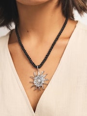 Silver Tone Sun Cord Necklace - Image 2 of 5