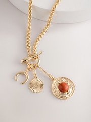 Gold Tone Cluster T-Bar Necklace - Image 2 of 5