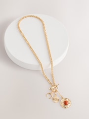 Gold Tone Cluster T-Bar Necklace - Image 3 of 5