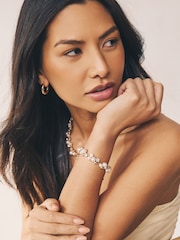 Gold Tone Sparkle Pearl Effect Pully Bracelet - Image 2 of 5