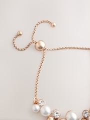 Gold Tone Sparkle Pearl Effect Pully Bracelet - Image 4 of 5