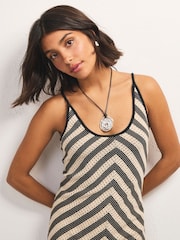 Silver Tone Swirl Black Cord Pully Necklace - Image 1 of 5