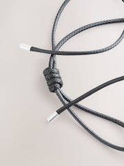 Silver Tone Swirl Black Cord Pully Necklace - Image 4 of 5