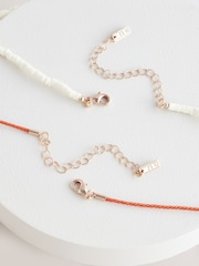 Orange/Neutral Shell and Sun Two Row Necklace - Image 4 of 6