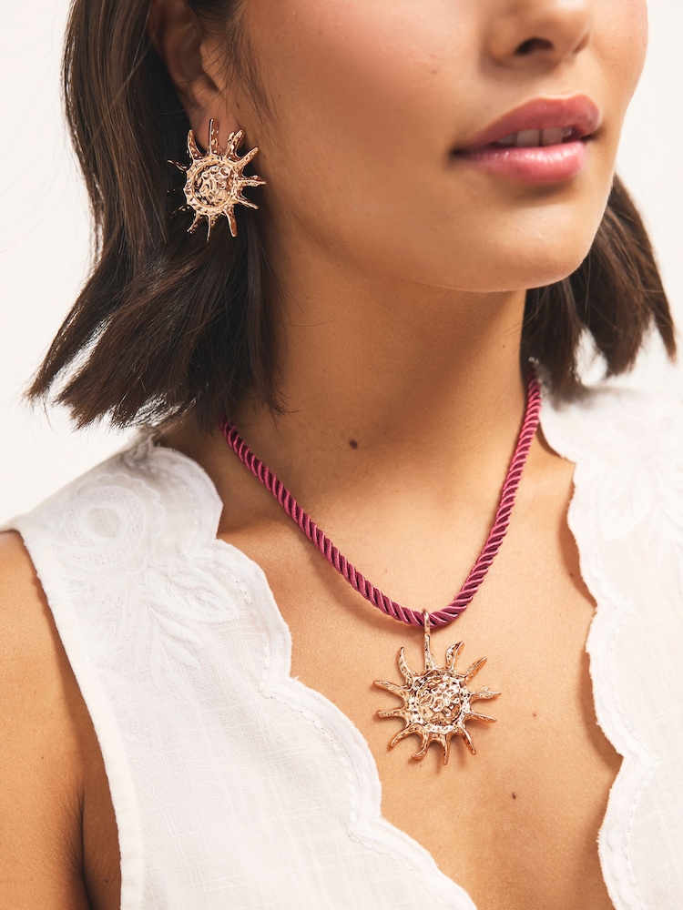 Gold Tone Sun Cord Necklace - Image 1 of 5