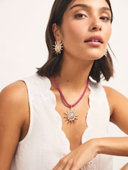 Gold Tone Sun Cord Necklace - Image 2 of 5
