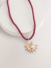 Gold Tone Sun Cord Necklace - Image 3 of 5