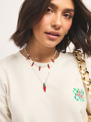 Red Chilli Pearl Effect Layered Necklace - Image 1 of 5