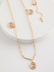 Gold Tone Long Swirl Necklace - Image 3 of 5