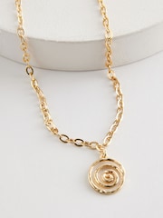 Gold Tone Long Swirl Necklace - Image 4 of 5