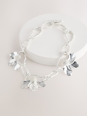 Silver Coloured Flower Statement Necklace - Image 3 of 5