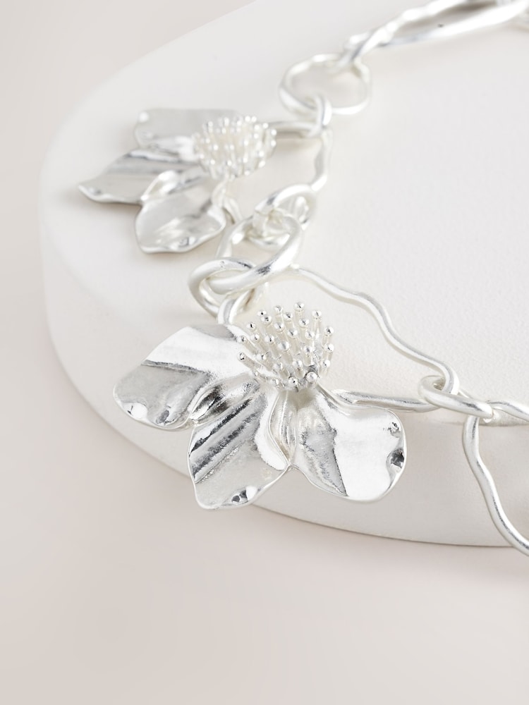 Couleur argentée - Collier Flower Statement - Image 4 of 5