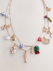 Gold Tone Shell Charm Necklace - Image 3 of 5