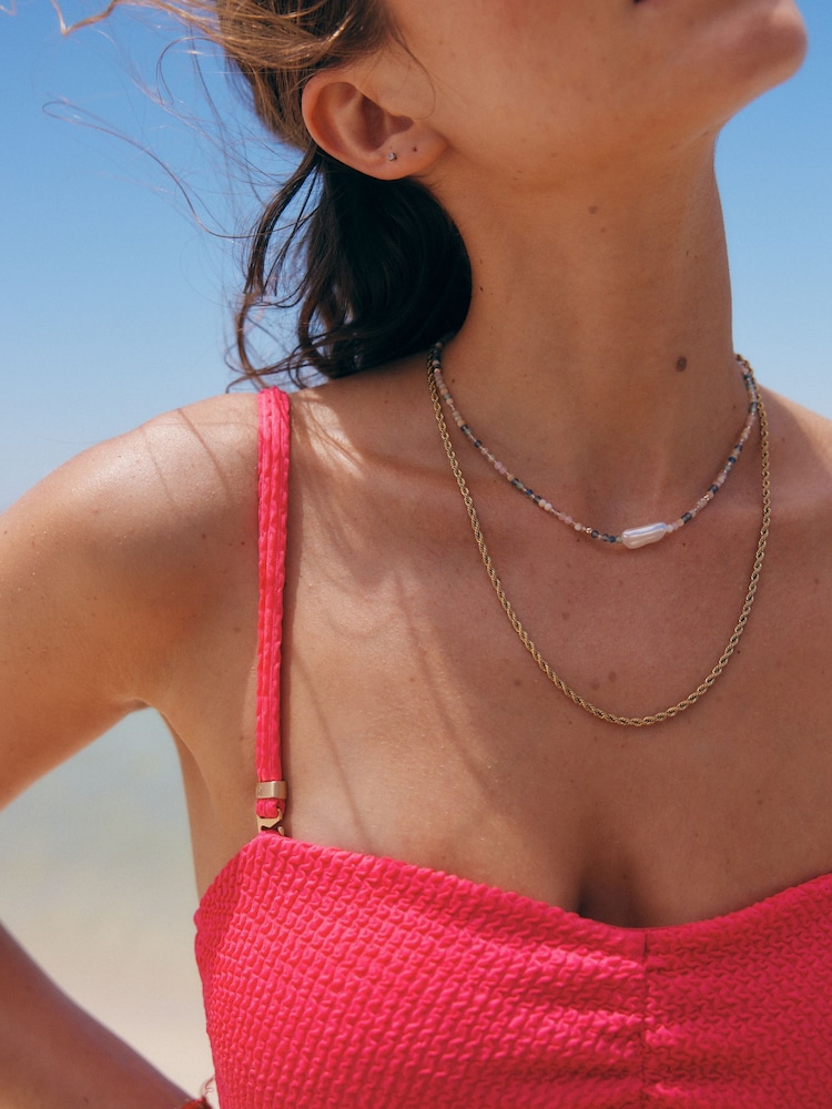 Multicolour Beaded Pearl Effect Necklace - Image 2 of 6