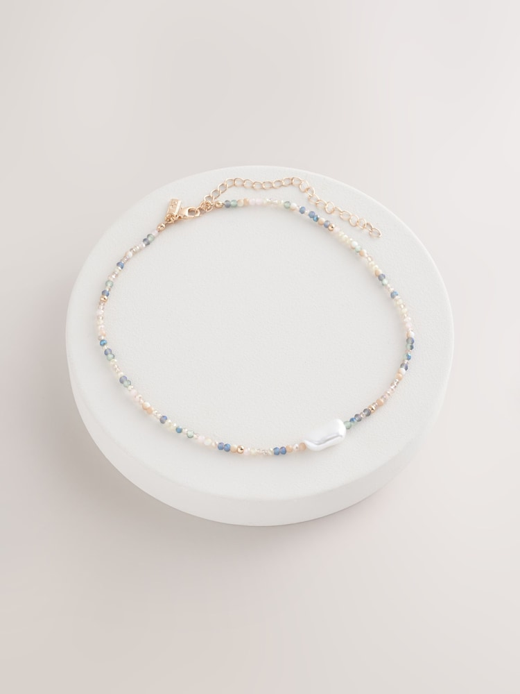 Multicolour Beaded Pearl Effect Necklace - Image 4 of 6