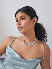 Silver Tone Sparkle Collar Necklace - Image 1 of 4