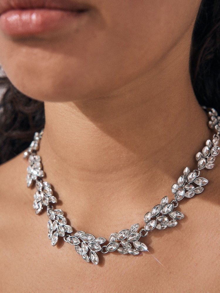 Silver Tone Sparkle Collar Necklace - Image 4 of 4