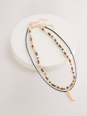 Multi Coloured Bead and Cord Fish Charm Necklace - Image 3 of 5