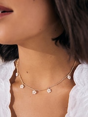 Gold Tone Flower Drop Necklace - Image 1 of 5