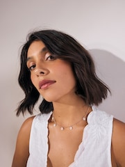 Gold Tone Flower Drop Necklace - Image 2 of 5