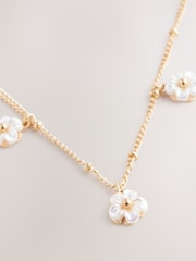 Gold Tone Flower Drop Necklace - Image 4 of 5
